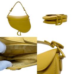 Christian Dior handbag saddle bag leather yellow ladies z2434