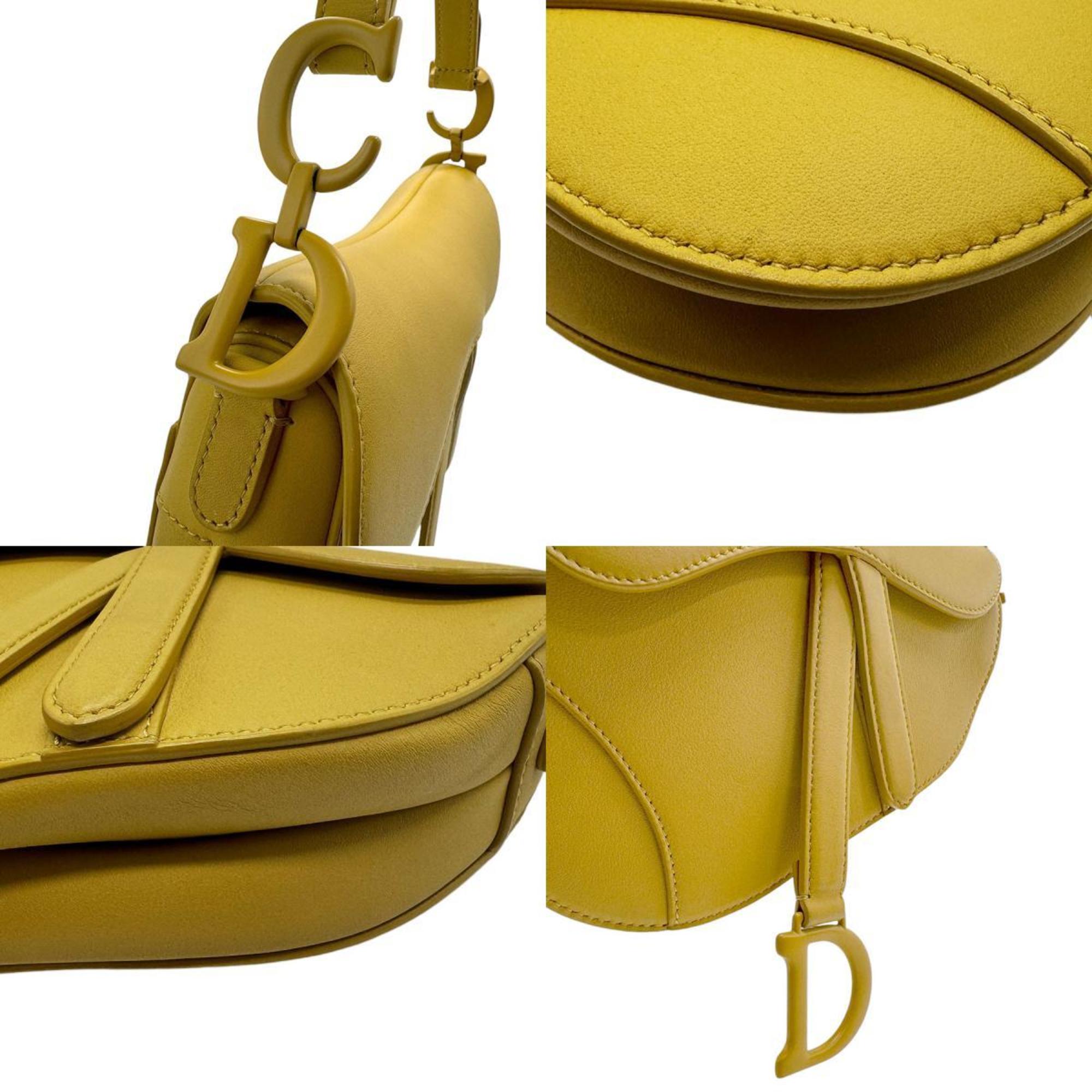 Christian Dior handbag saddle bag leather yellow ladies z2434