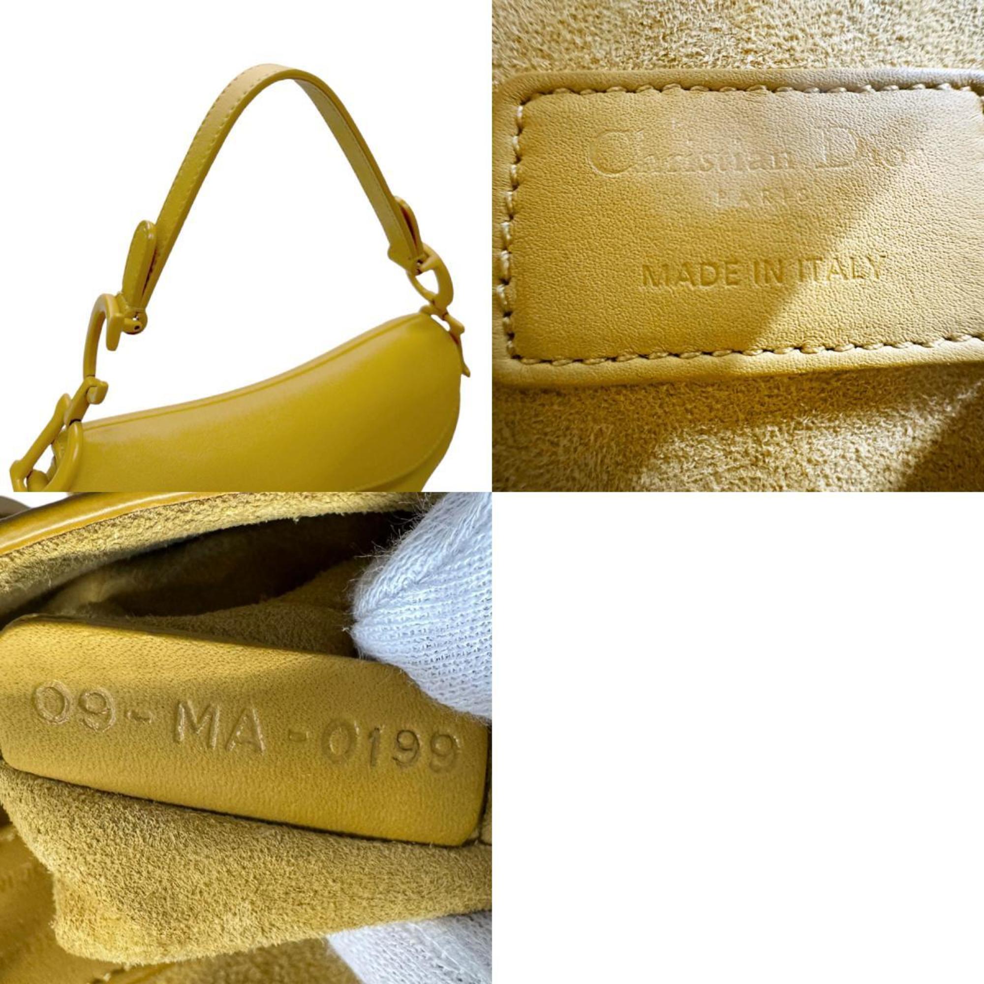 Christian Dior handbag saddle bag leather yellow ladies z2434