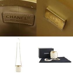 CHANEL Shoulder Bag Matelasse Leather Off-White Gold Women's e59191a