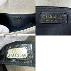 CHANEL Shoulder Bag Boy Chanel Leather Gold Black Women's z2416