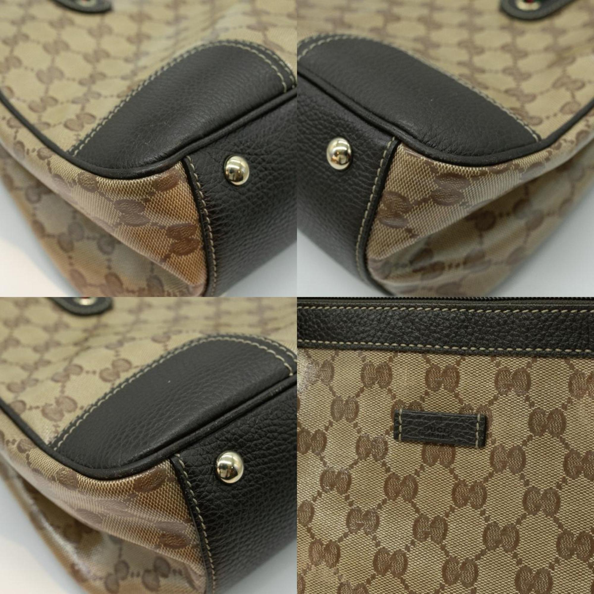 GUCCI Handbag Vinyl Leather Brown Gold Women's 293599 PD386