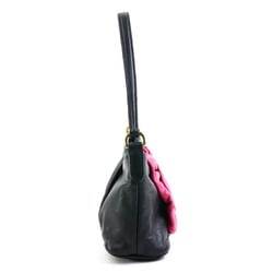 PRADA handbag ribbon leather black magenta gold women's e59194g