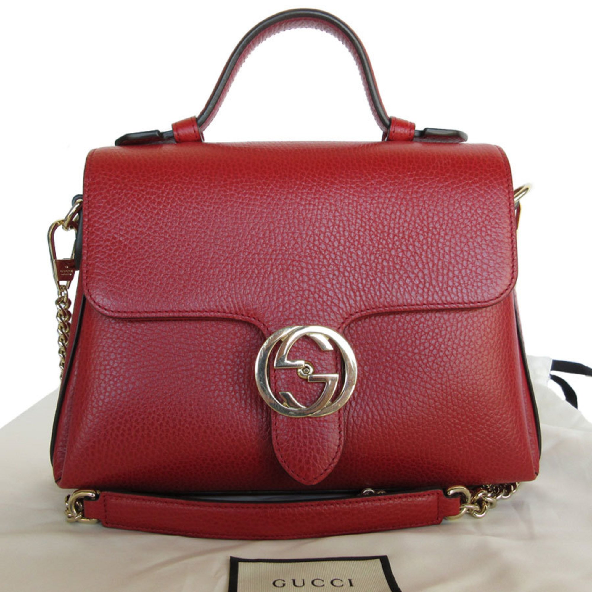 GUCCI Handbag Shoulder Bag Interlocking G Leather Red Women's 510302 s0306a