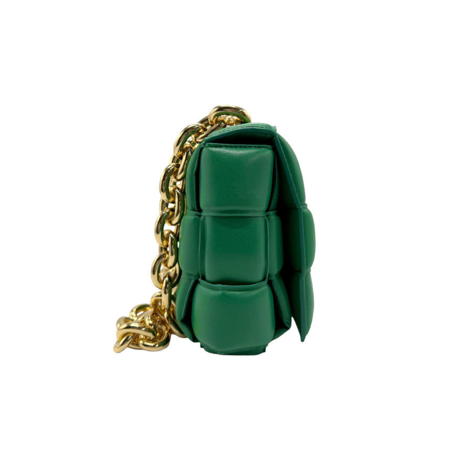 BOTTEGA VENETA Shoulder Bag Chain Cassette Leather Green Gold Women's b0026