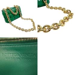 BOTTEGA VENETA Shoulder Bag Chain Cassette Leather Green Gold Women's b0026