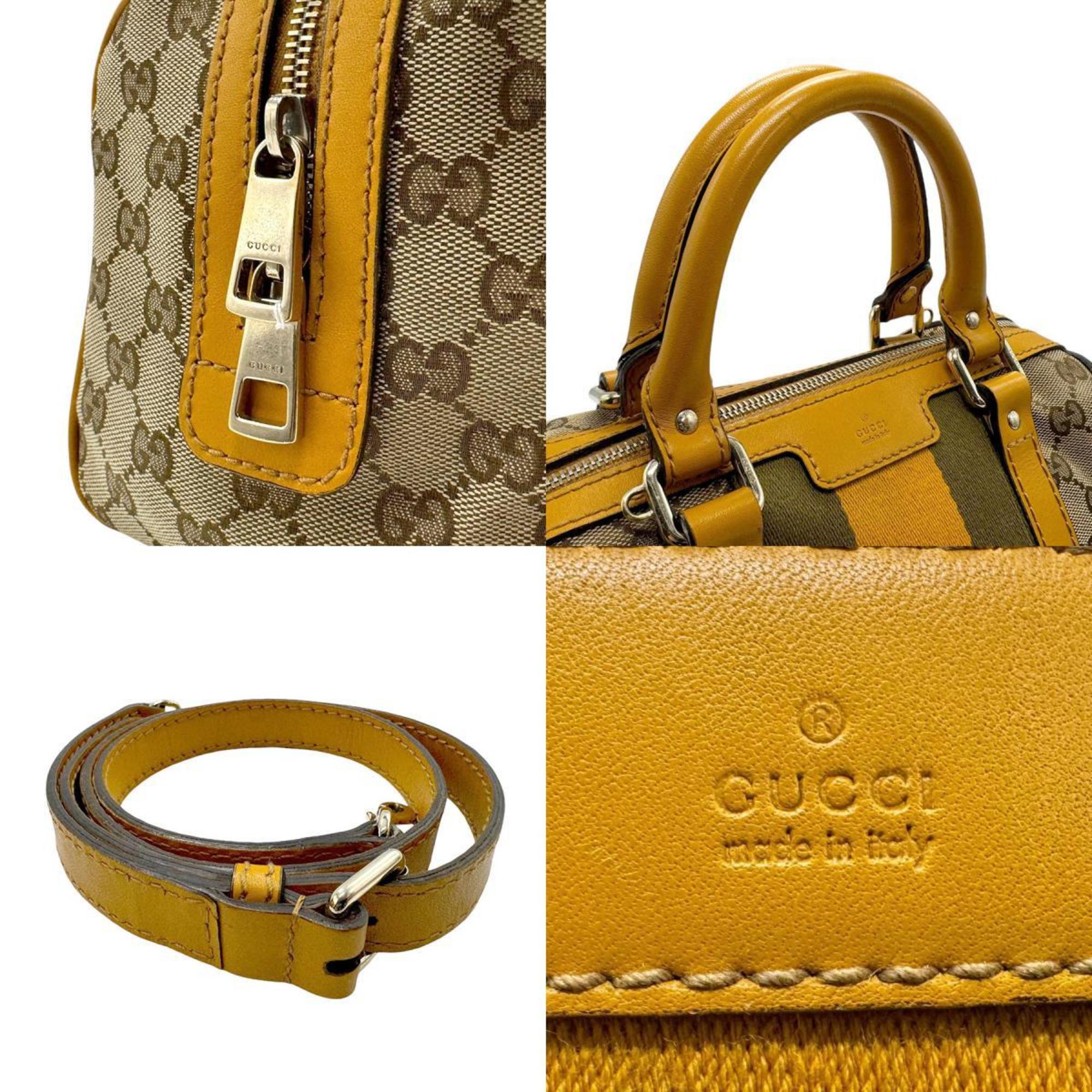 GUCCI Handbag Shoulder Bag GG Canvas Leather Beige Brown Yellow Khaki Women's 269876 z2418