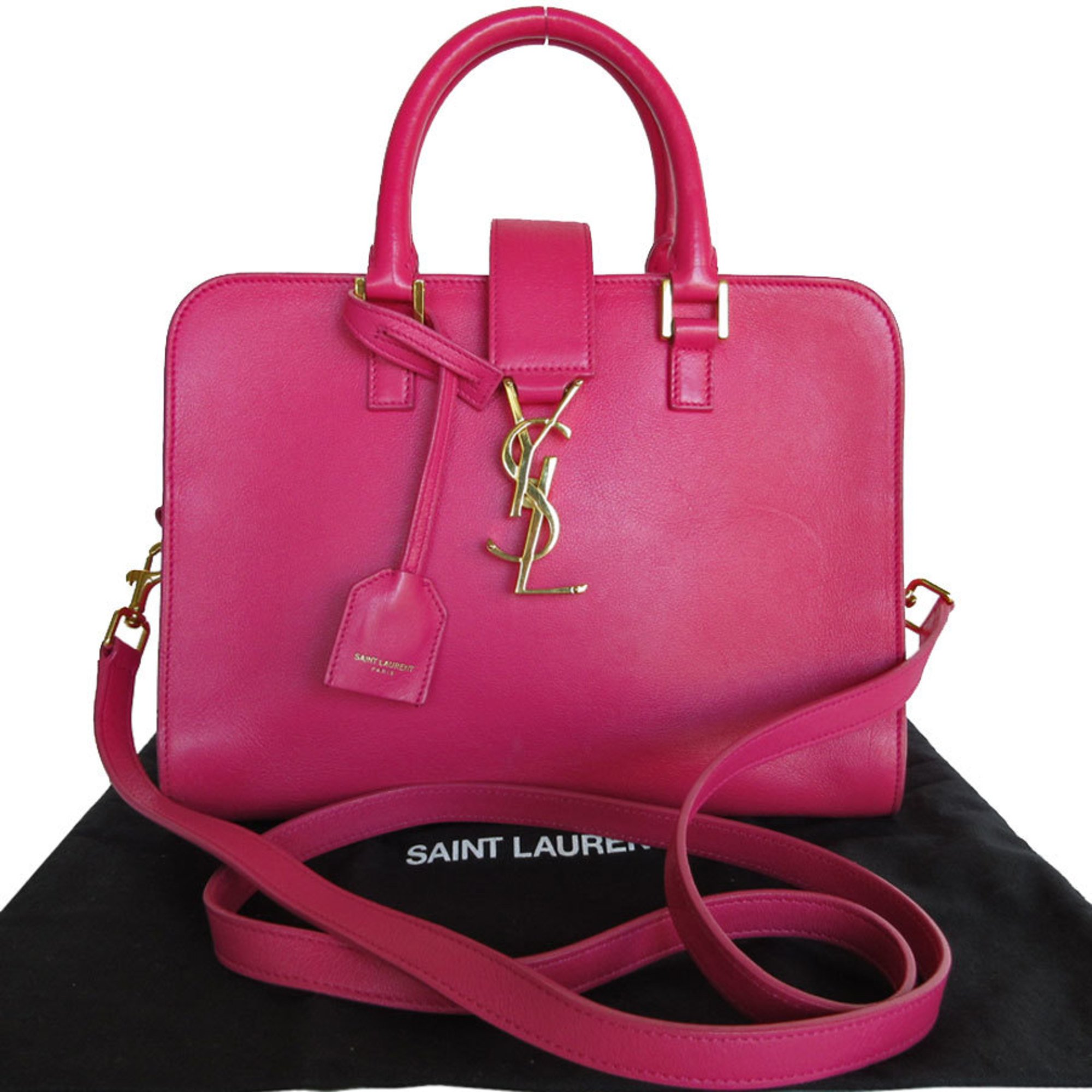 Saint Laurent SAINT LAURENT Handbag Shoulder Bag Baby Cabas Leather Pink Women's 372087 s0307