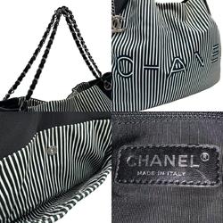 CHANEL Shoulder Bag Cruise Line Canvas Lambskin Black Women's b0030