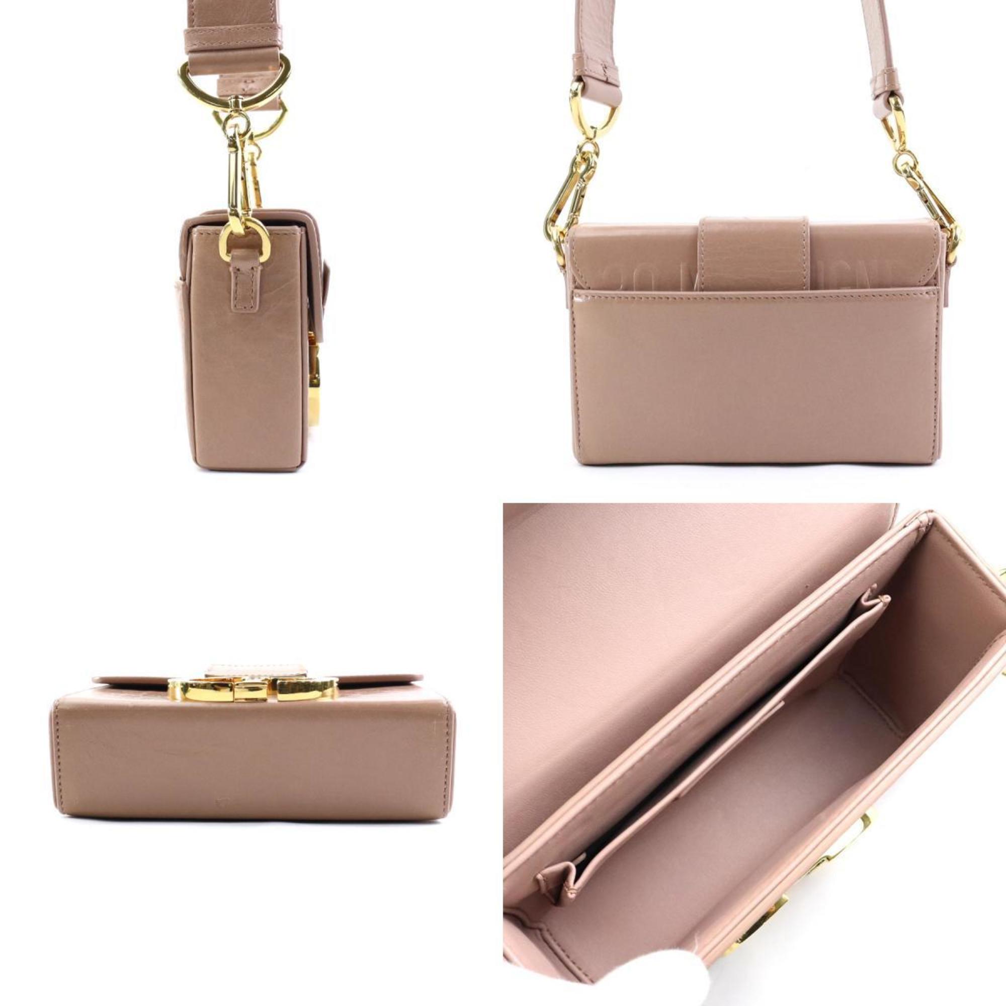 Christian Dior Shoulder Bag 30 Montaigne Leather Pink Beige Women's a0475