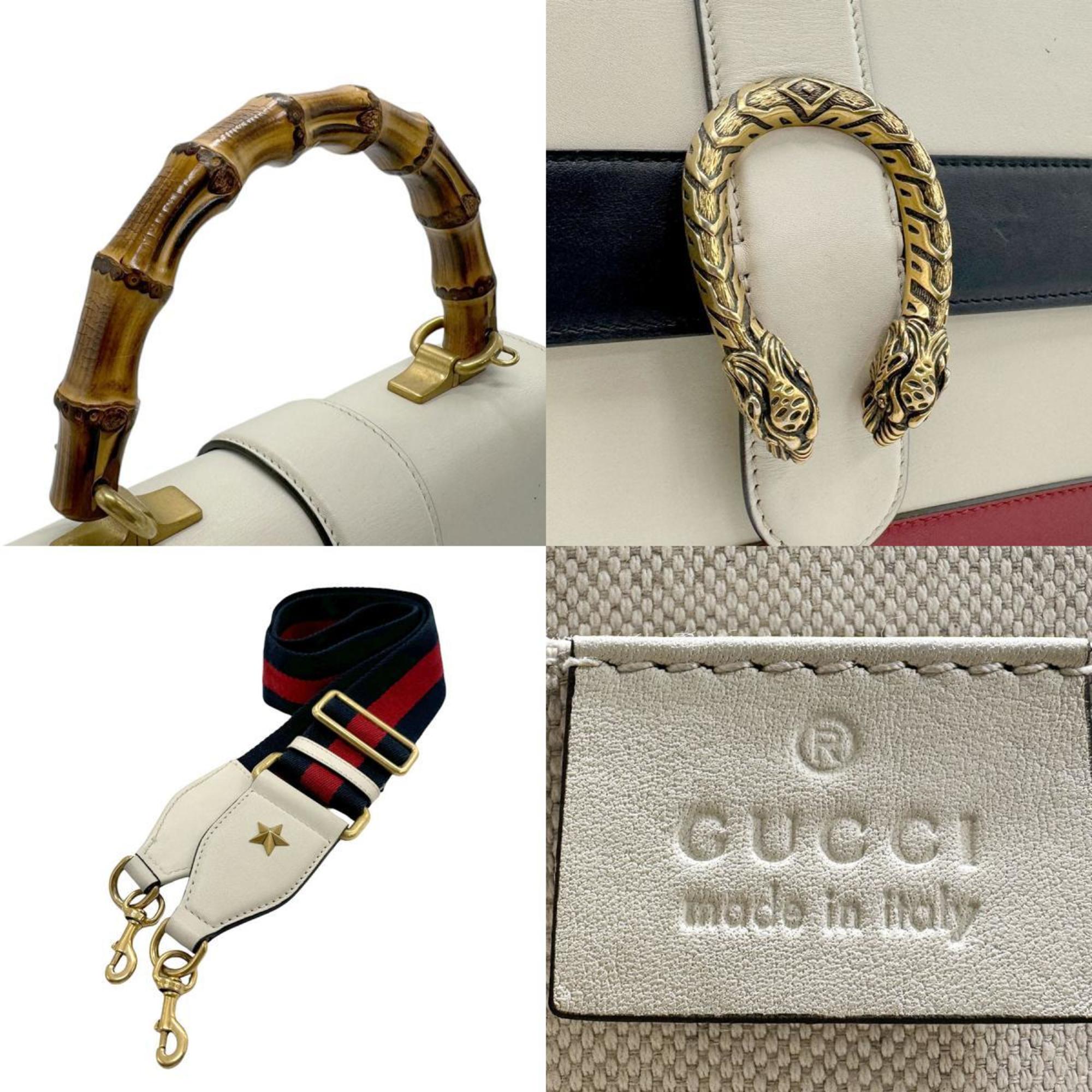 GUCCI Handbag Shoulder Bag Bamboo Dionysus Leather Off-White Red Navy Women's 448075 z2386