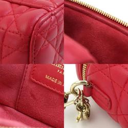 Christian Dior Shoulder Bag Lambskin Red Women's a0476