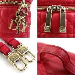 Christian Dior Shoulder Bag Lambskin Red Women's a0476