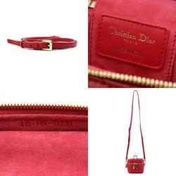 Christian Dior Shoulder Bag Lambskin Red Women's a0476