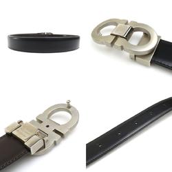 Salvatore Ferragamo Belt, Reversible Gancini Leather, Black x Brown, Men's, H30548G