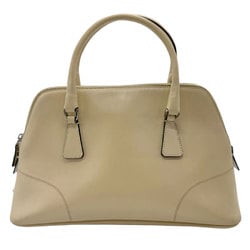 PRADA handbag leather light beige silver women's z2424