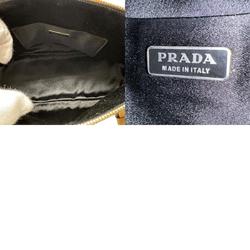 PRADA handbag leather light beige silver women's z2424