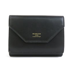 BALENCIAGA Tri-fold Wallet Leather Black Men's Women's 736730 H30545G