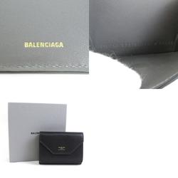 BALENCIAGA Tri-fold Wallet Leather Black Men's Women's 736730 H30545G