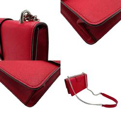 PRADA Shoulder Bag Leather Red Women's z2380