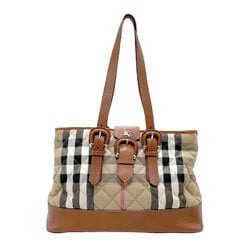 Burberry shoulder bag canvas leather brown ladies b0012