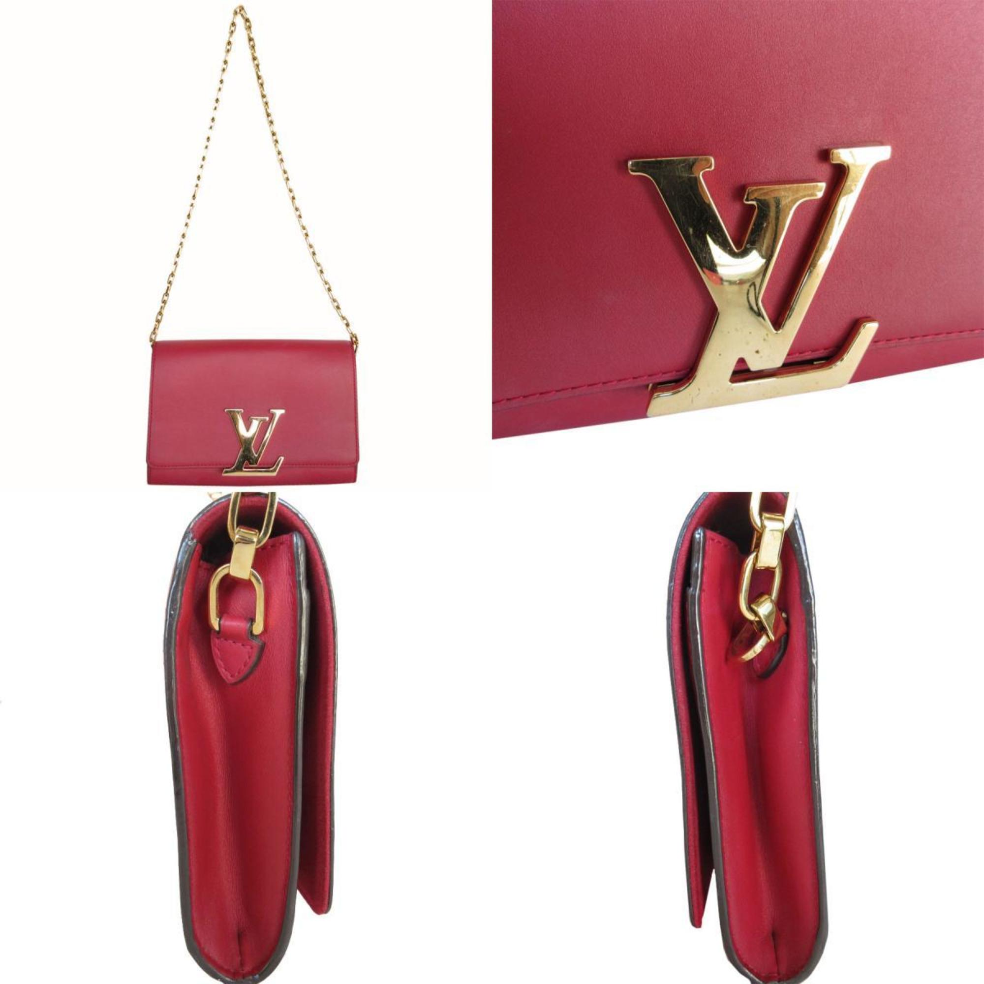 LOUIS VUITTON Shoulder Bag Chain Wallet Louise GM Leather Red Women's s0308g