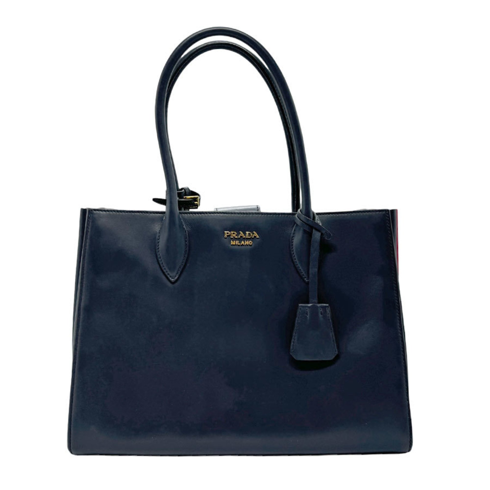 PRADA handbag shoulder bag Bibliotheque leather navy women's 1BG098 b0056