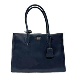 PRADA handbag shoulder bag Bibliotheque leather navy women's 1BG098 b0056