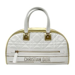 Christian Dior Handbag Shoulder Bag Vibe Medium Leather Rubber White Gold Women's z2459