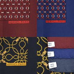 Hermes HERMES handkerchief set of 3, silk, burgundy, navy, black, men's and women's a0490