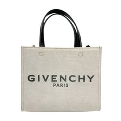 Givenchy G Tote Mini Handbag Shoulder Bag Canvas Leather Light Beige Black Women's z2476