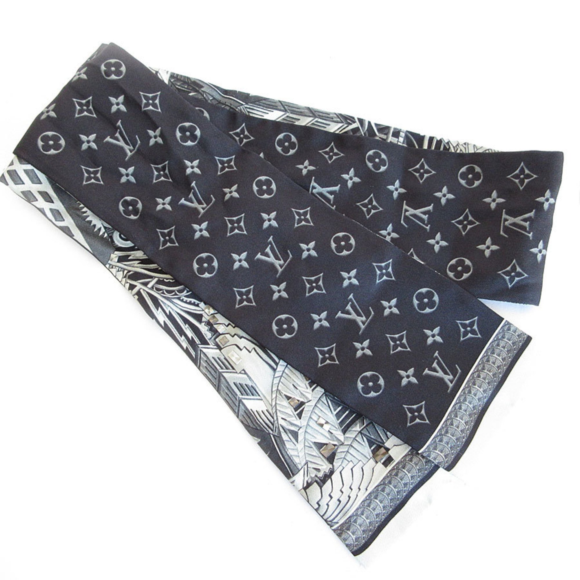 Louis Vuitton Scarf Bandeau Silk Grey Women's MP2587 s0295g