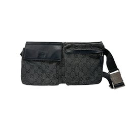 GUCCI Waist Bag Body GG Canvas Black Silver Men's 28566 z2438