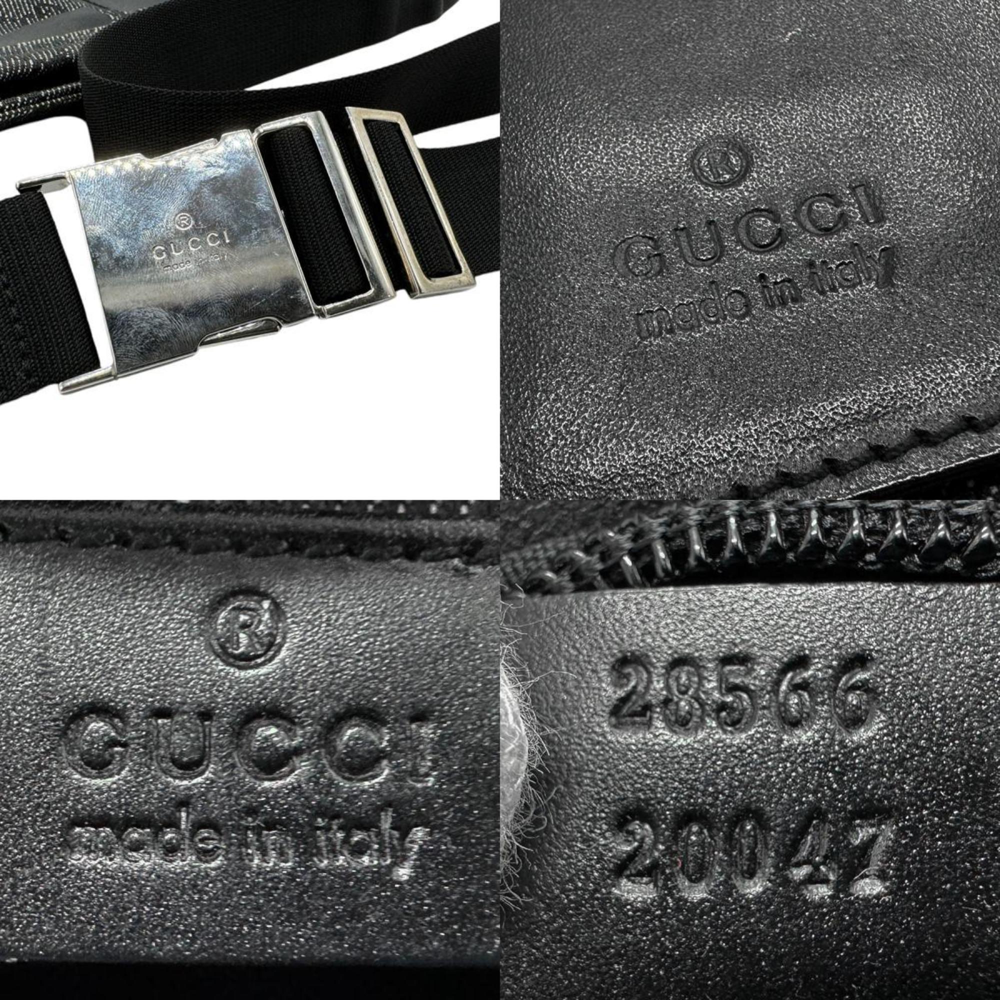 GUCCI Waist Bag Body GG Canvas Black Silver Men's 28566 z2438