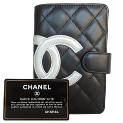 CHANEL Bi-fold Wallet Cambon Line Lambskin Black x Silver Women's s0291a