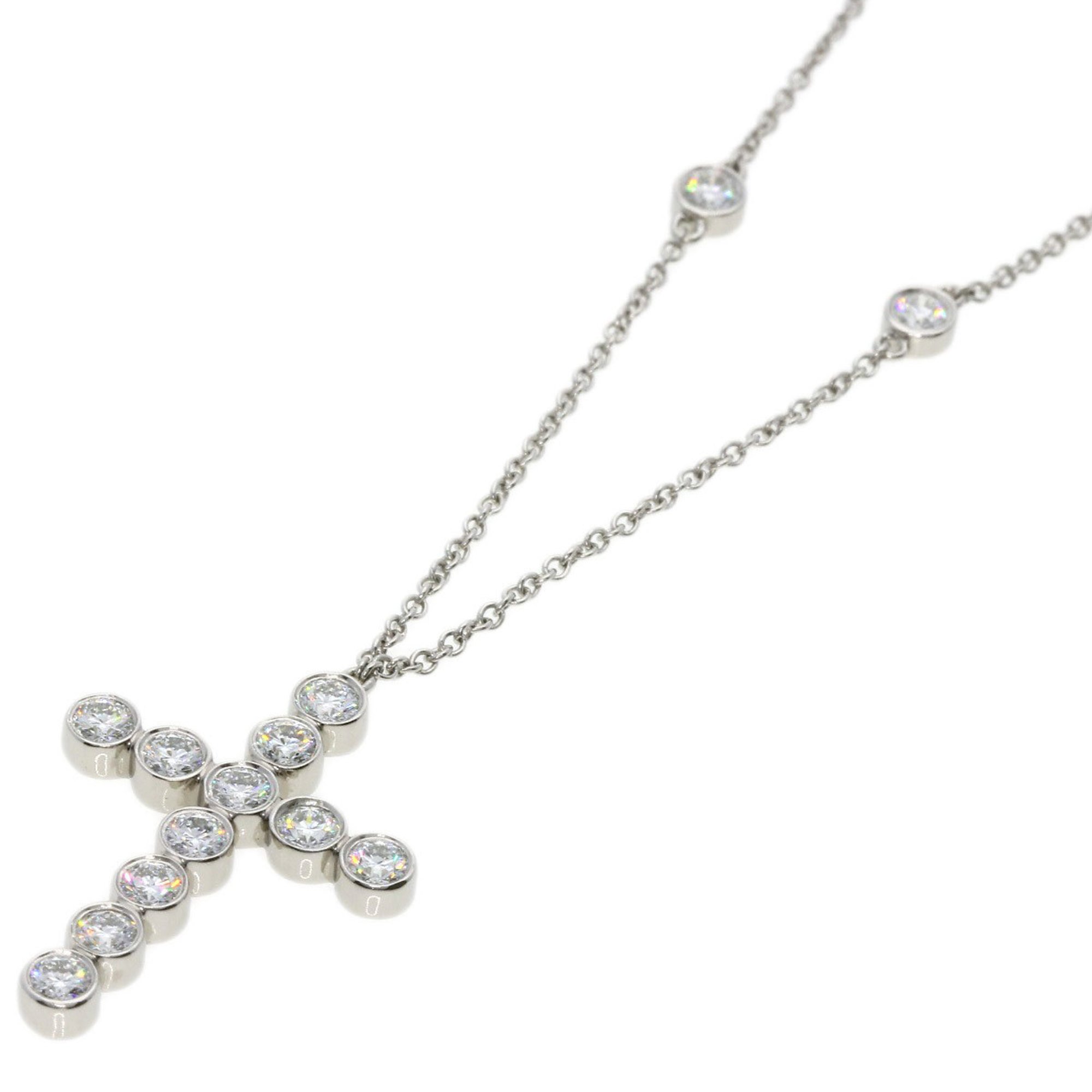 Tiffany Jazz Cross Diamond Necklace in Platinum PT950 for Women TIFFANY&Co.