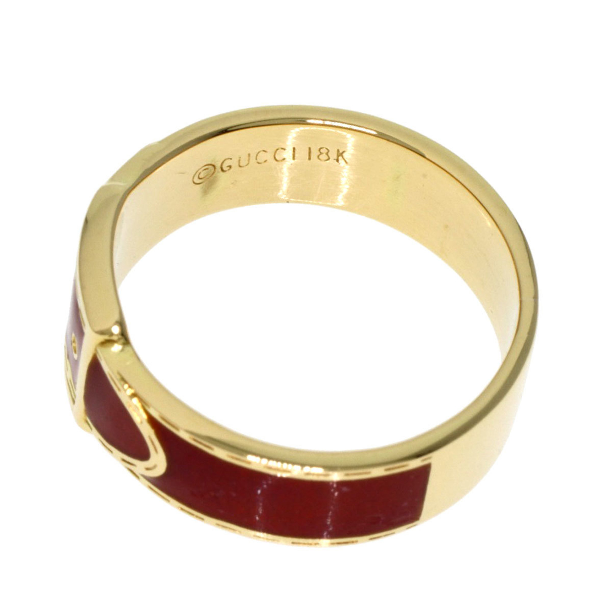 Gucci belt motif enamel ring, 18K yellow gold, for women, GUCCI