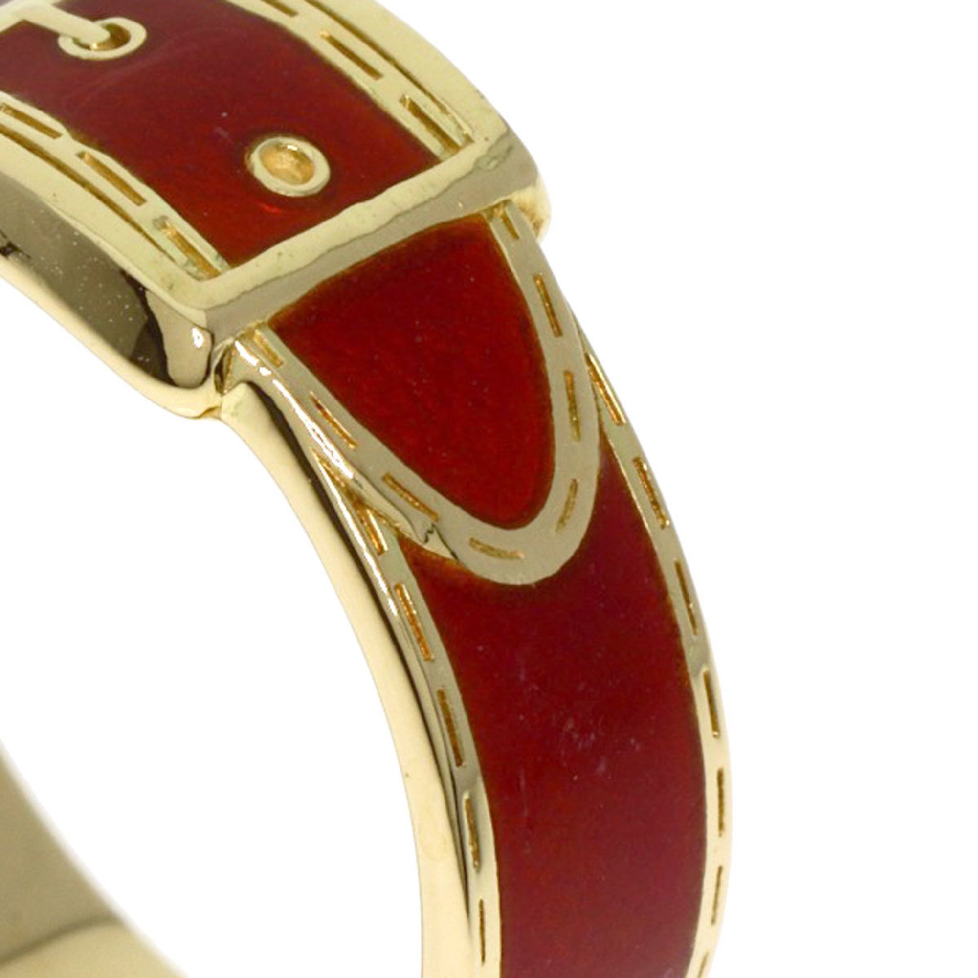 Gucci belt motif enamel ring, 18K yellow gold, for women, GUCCI