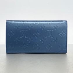 Louis Vuitton Tri-fold Long Wallet Monogram Matte Porte Tresor International M65105 Blue Men's