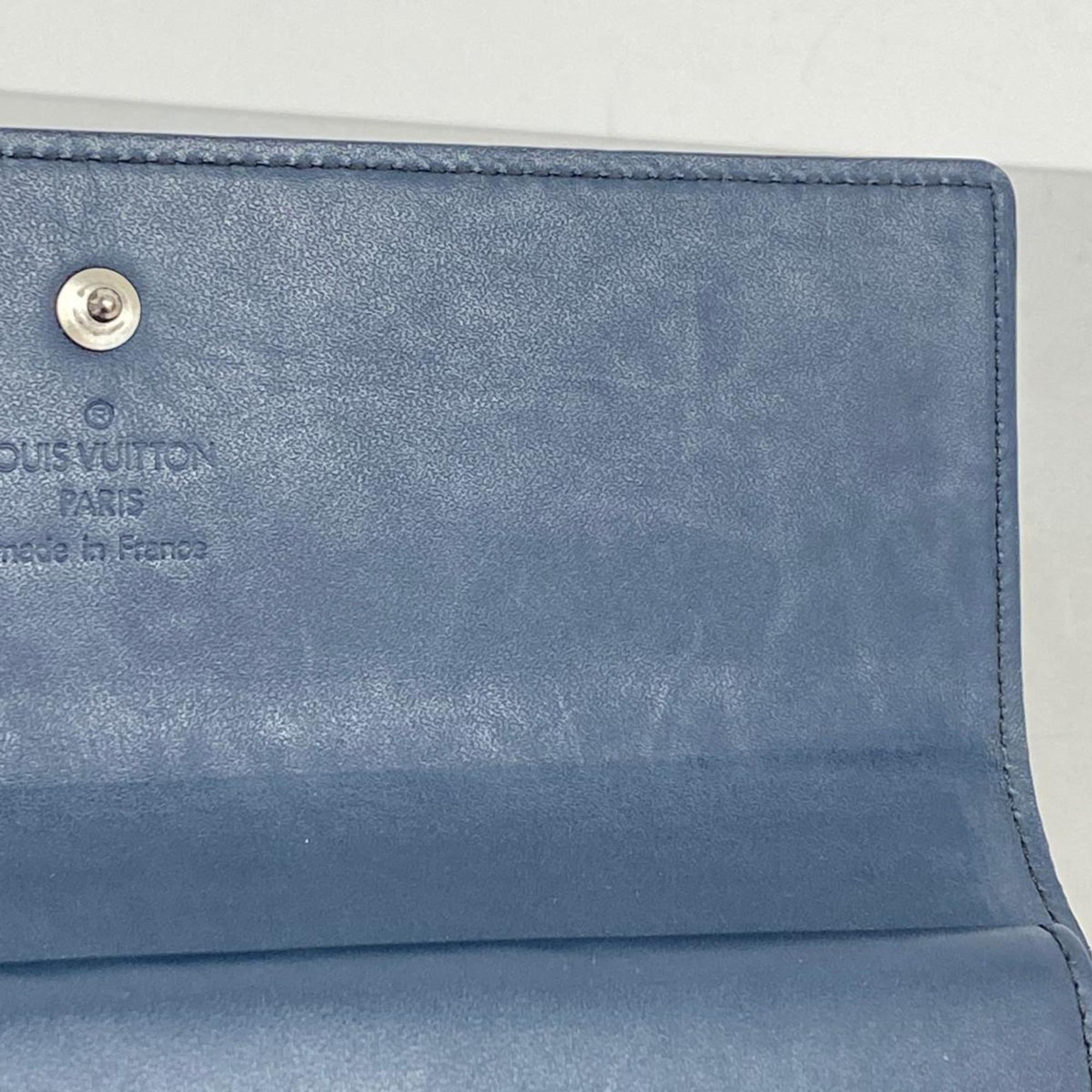 Louis Vuitton Tri-fold Long Wallet Monogram Matte Porte Tresor International M65105 Blue Men's