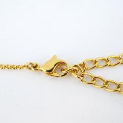 Christian Dior Necklace CD Cube Rhinestone GP Plated Gold Women's