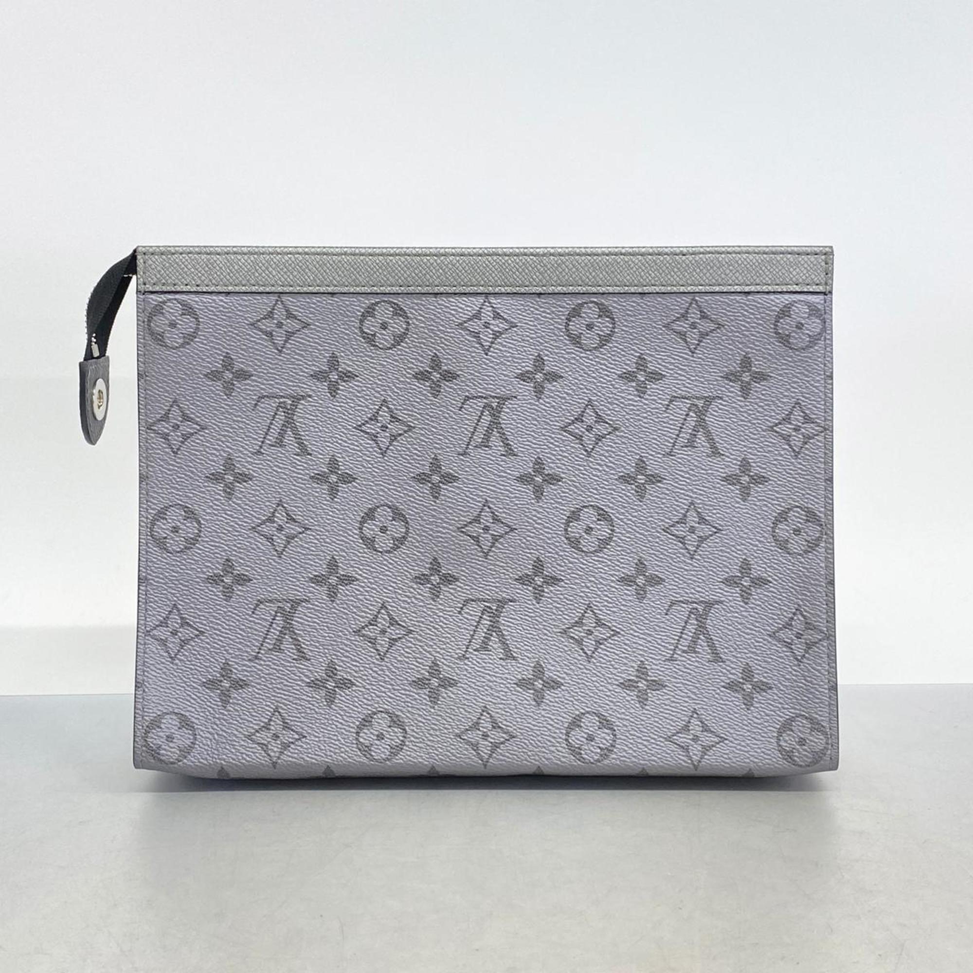 Louis Vuitton Clutch Bag Taigarama Pochette Voyage MM M30840 Grey Men's