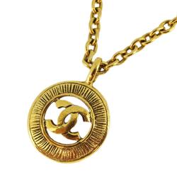 Chanel Necklace Coco Mark Circle GP Plated Gold Women's