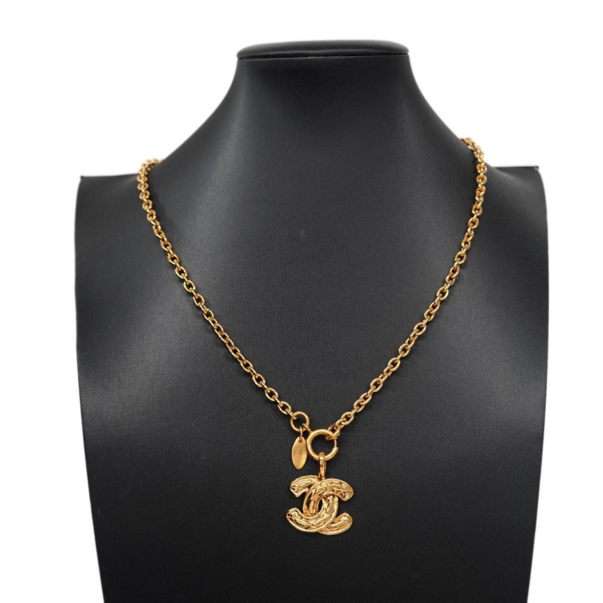 Chanel Necklace Coco Mark Matelasse GP Plated Gold Women's