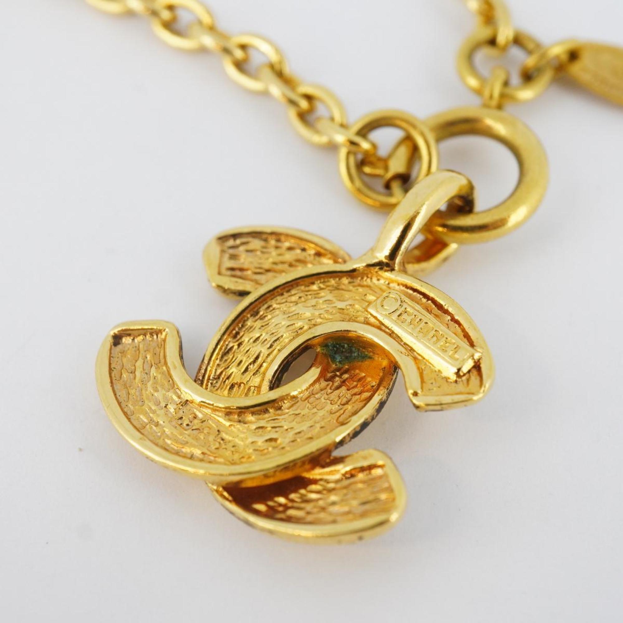 Chanel Necklace Coco Mark Matelasse GP Plated Gold Women's