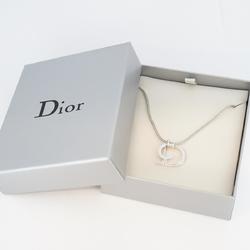 Christian Dior Necklace CD Rhinestone Metal Silver Women's