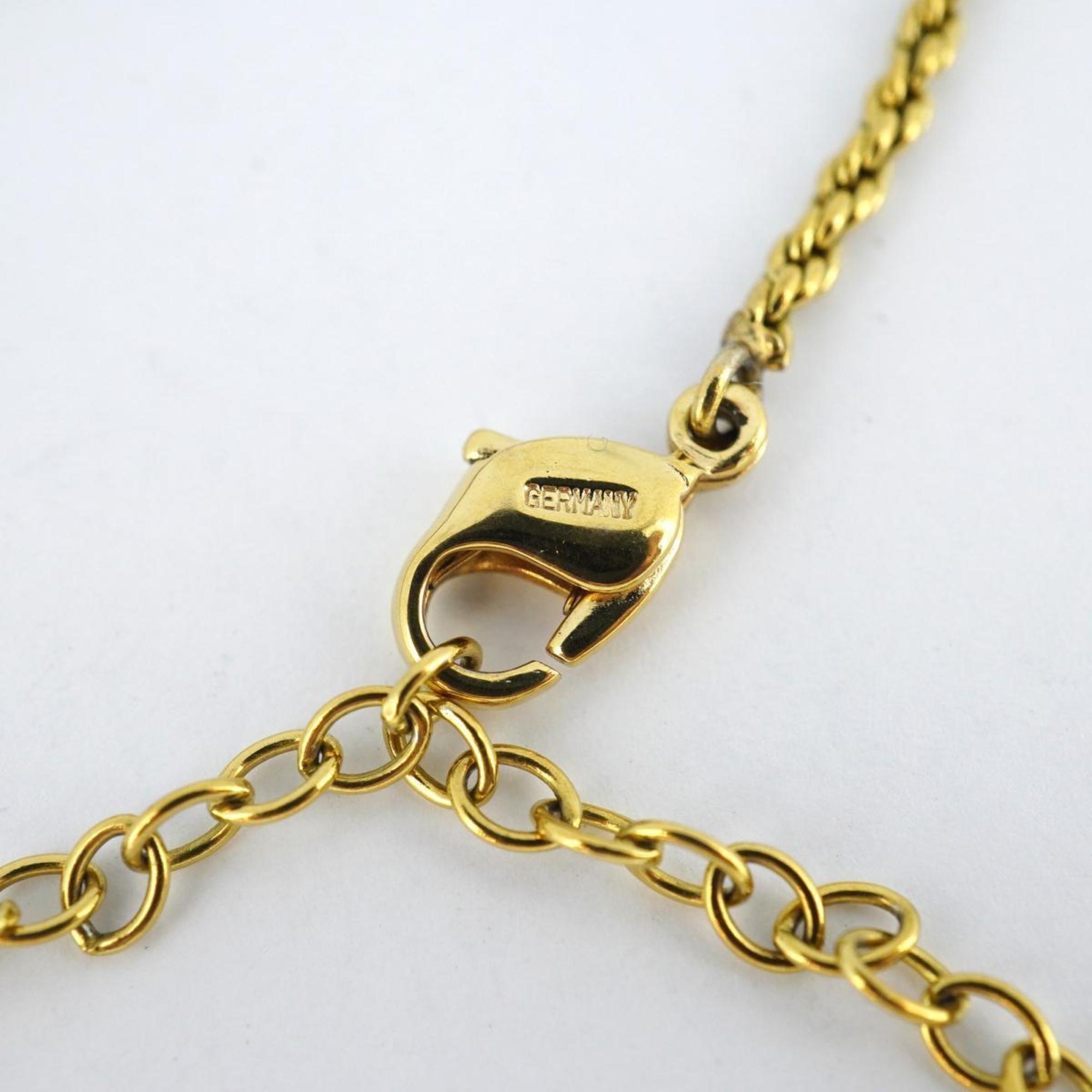 Christian Dior Necklace Square Rhinestone GP Plated Gold Women's