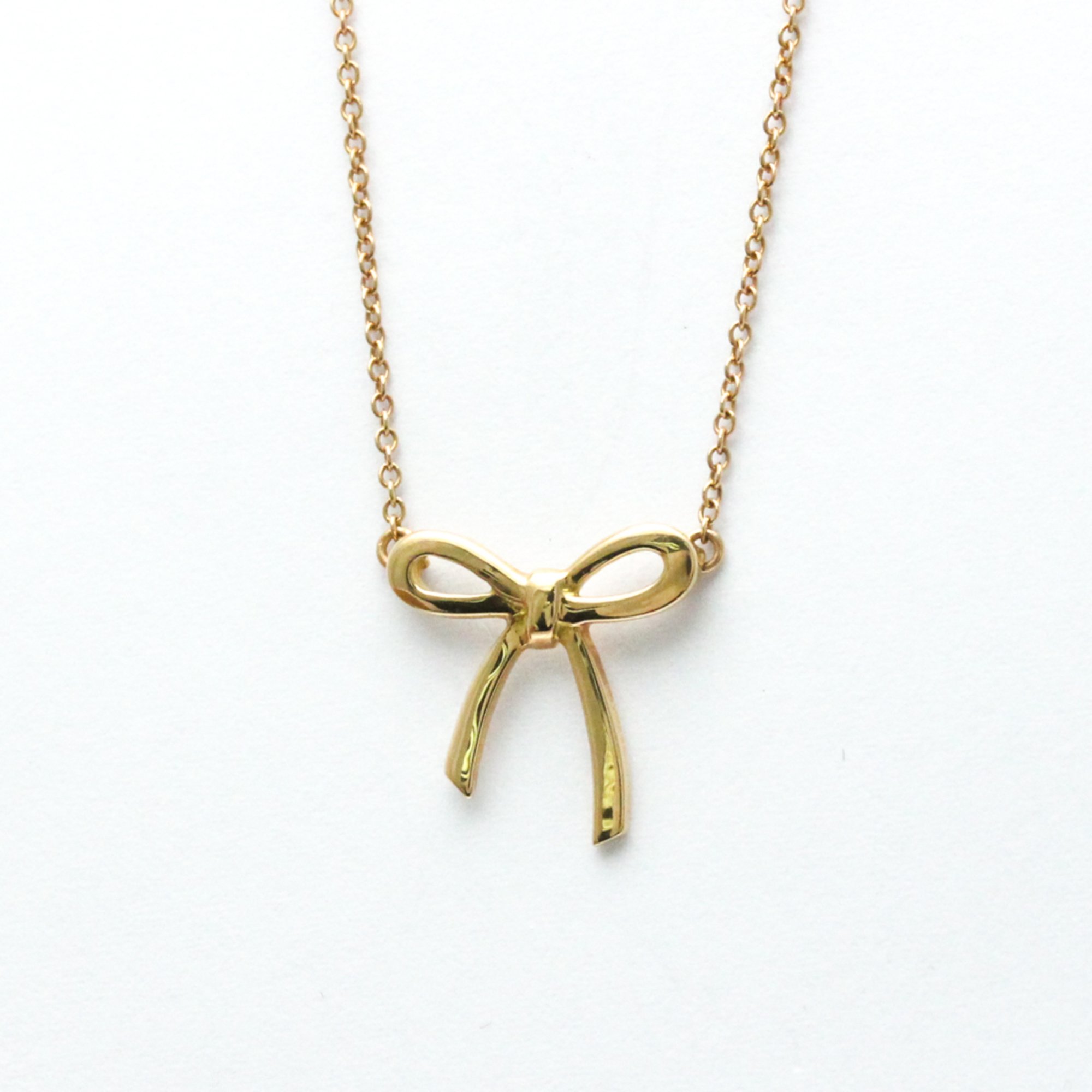 Tiffany Bow Ribbon Necklace Pink Gold (18K) No Stone Men,Women Fashion Pendant Necklace (Pink Gold)