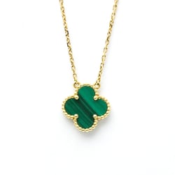 Van Cleef & Arpels Vintage Alhambra Yellow Gold (18K) Malachite Men,Women Fashion Pendant Necklace (Green)