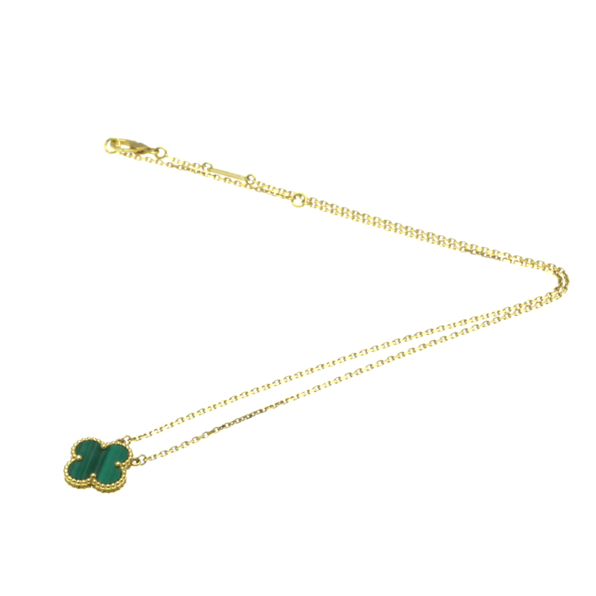 Van Cleef & Arpels Vintage Alhambra Yellow Gold (18K) Malachite Men,Women Fashion Pendant Necklace (Green)